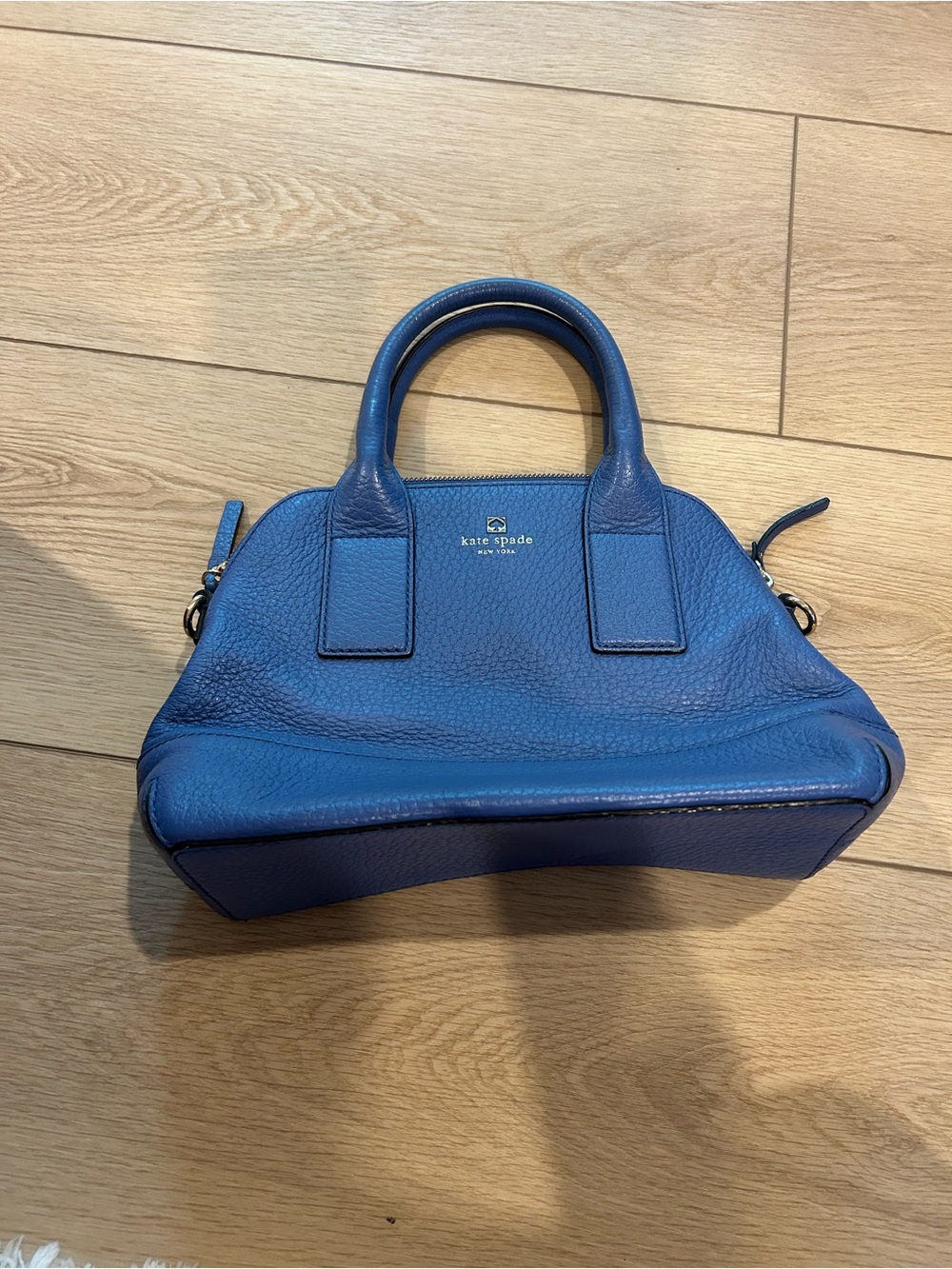 kate spade cobalt blue pebbled leather satchel